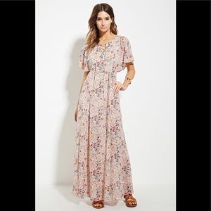 NWT Light Pink Lace-up Floral Maxi - Forever 21